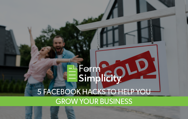 5 Facebook Hacks to Help You Grow Your Business. Image: Happy Couple in front of a SOLD sign.