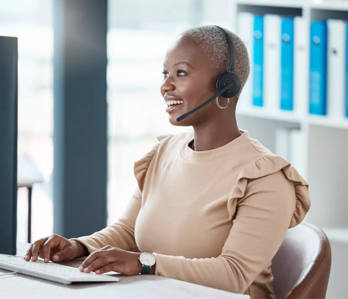 Tech support employee on the phone